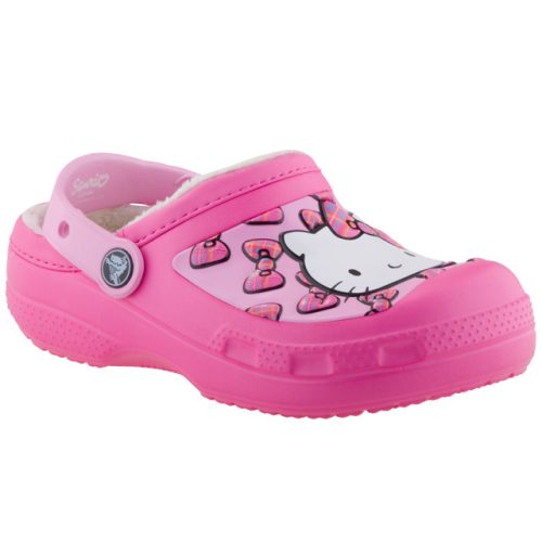 CROCS HELLO KITTY MASNIS Ciklámen bundás papucs