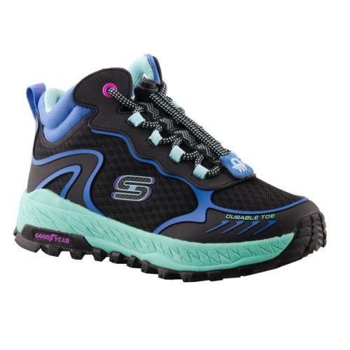 Skechers Fuse Tread-Extreme Wanderers összehúzós fekete/menta/lila gyerek túracipő